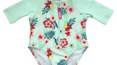 Costume de Baie   Inot pentru bebelusi si copii, Protectie Soare UPF50+, Mint Floral, Marimea 4