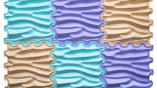 Covoras ortopedic, senzorial, set puzzle, 6 piese, model Sandy Waves, textura rigida, Multicolor