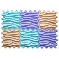 Covoras ortopedic, senzorial, set puzzle, 6 piese, model Sandy Waves, textura rigida, Multicolor - 1