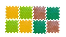 Covoras ortopedic, senzorial, set puzzle, 8 piese, model Grass Soft, Multicolor
