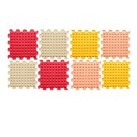 Covoras ortopedic, senzorial, set puzzle, 8 piese, model Little Pyramids, textura moale, Multicolor - 1