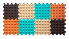 Covoras ortopedic, senzorial, set puzzle, 8 piese, model Little Pyramids, textura rigida, Multicolor