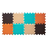 Covoras ortopedic, senzorial, set puzzle, 8 piese, model Little Pyramids, textura rigida, Multicolor - 1