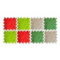 Covoras ortopedic, senzorial, set puzzle, 8 piese, model Pinecones, textura moale, Multicolor - 1
