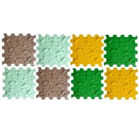 Covoras ortopedic, senzorial, set puzzle, 8 piese, model Pinecones, textura rigida, Multicolor - 1