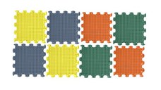 Covoras ortopedic, senzorial, set puzzle, 8 piese, model Spikes, textura moale, Multicolor