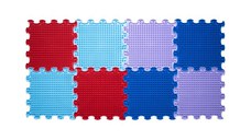 Covoras ortopedic, senzorial, set puzzle, 8 piese, model Spikes, textura rigida, Multicolor