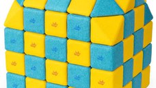 Cuburi CREATIVE Magnetice, JollyHeap, 100 cuburi, Galben-Bleu