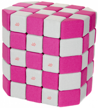Cuburi Magnetice Basic de joaca, JollyHeap, 100 cuburi, Alb Fildes-Roz - 1