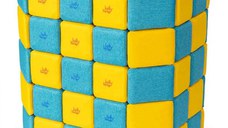 Cuburi Magnetice Basic de joaca, JollyHeap, 100 cuburi, Galben-Bleu