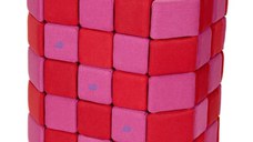 Cuburi Magnetice Basic de joaca, JollyHeap, 100 cuburi, Rosu-Roz