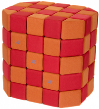Cuburi Magnetice Basic de joaca, JollyHeap, 100 cuburi, Verde-Portocaliu - 1