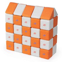Cuburi Magnetice, JollyHeap Medium, 50 cuburi, Alb Fildes-Portocaliu - 1
