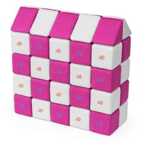 Cuburi Magnetice, JollyHeap Medium, 50 cuburi,  Alb Fildes-Roz - 1