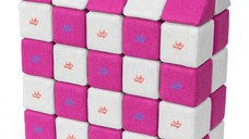 Cuburi Magnetice, JollyHeap Medium, 50 cuburi,  Alb Fildes-Roz