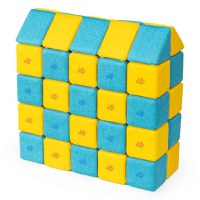 Cuburi Magnetice, JollyHeap Medium, 50 cuburi,  Galben-Bleu - 1