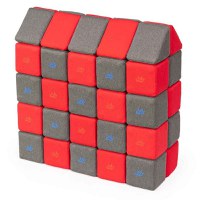 Cuburi Magnetice, JollyHeap Medium, 50 cuburi,  Rosu-Gri Inchis - 1