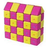 Cuburi Magnetice, JollyHeap Medium, 50 cuburi, Verde-Roz - 1