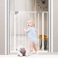 Gard de protectie copii, pentru usi si scari, montaj prin presiune, dimensiune reglabila 71-77 cm, Empria, Alb - 1