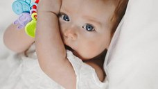 Jucarie dentitie Rattle Teether BabyJem, Rosu