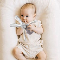 Jucarie zornaitoare bebelusi BabyJem, Iepuras din plus, 3 luni+, Gri - 1