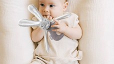 Jucarie zornaitoare bebelusi BabyJem, Iepuras din plus, 3 luni+, Gri