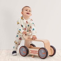 Masinuta ride-on, premergator si carucior de jucarii MamaToyz DriveMe Wood, Ambulanta - Jucarie din lemn 3 in 1 - 1