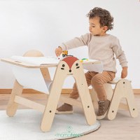 Masuta si tabla 2 in 1 cu scaunel MamaToyz Massam, Vulpita - 1