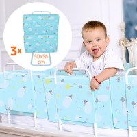 PACHET 3x Mini-Bumper 50x56 cm protectie pat, Turcoaz - 1