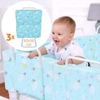 PACHET 3x Mini-Bumper 60x56 cm protectie pat, Turcoaz - 1