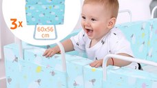 PACHET 3x Mini-Bumper 60x56 cm protectie pat, Turcoaz