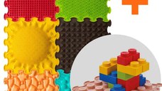 PACHET: Set 16 piese Blocuri de constructie 3D + Set 6 Covorase tip puzzle