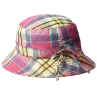 Palarie Bebelusi Bucket, Protectie Soare UPF50+, Pink Check, Diverse marimi - 1