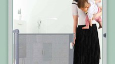 Poarta de siguranta retractabila extra lunga, Empria, 140 cm, Gri