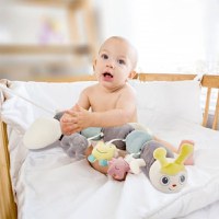 Protectie laterala patut multifunctionala cu jucarii din plus BabyJem Caterpilar, Diverse culori - 1