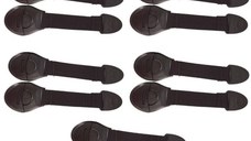 Set 10 sigurante flexibile textile pentru usi si sertare, Empria, 20 cm, Negru