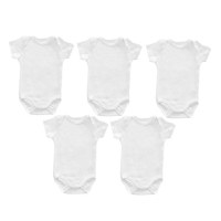Set 5 body-uri din bumbac albe cu maneca scurta Drool, 0-3 luni - 1