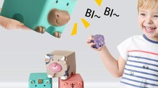 Set 6 cuburi silicon copii, jucarie educationala colorata, Empria, animale