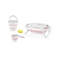 Set de baie cu 5 piese si cadita pliabila Babyjem, Roz - 1