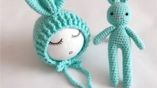 Set de caciulita cu iepuras pentru nou-nascut Drool, Turcoaz