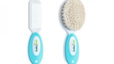 Set pieptan si perie din peri naturali BabyJem, Bleu