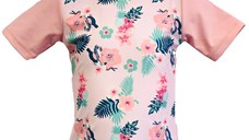 Tricou Protectie UV Copii, Protectie Solara UPF50+, Floral Pink, Marimea 0