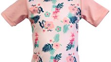 Tricou Protectie UV Copii, Protectie Solara UPF50+, Floral Pink, Marimea 6
