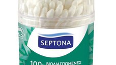 Betisoare de Urechi Biodegradabile din Bumbac - Septona 100% Biodegradable, 100 buc