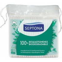 Betisoare de Urechi Biodegradabile din Bumbac - Septona 100% Biodegradable 100% Cotton, 100 buc - 1