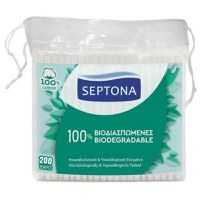 Betisoare de Urechi Biodegradabile din Bumbac - Septona 100% Biodegradable 100% Cotton, 200 buc - 1