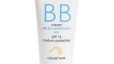 Crema BB pentru Tenul Gras/ Mixt - Ziaja BB Cream Oily & Combination Skin, SPF 15, nuanta Natural, 50 ml