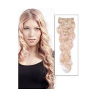 Extensii clip  -  on  Veritable  cu 12 piese, lungime 60 cm , culoare blond platinat ( # 613 ) - 1