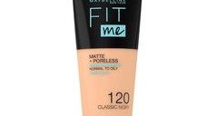 Fond de Ten - Maybelline Fit Me! Matte + Poreless Normal to Oily Skin, nuanta 120 Classic Ivory, 30 ml