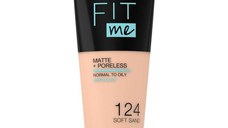Fond de Ten - Maybelline Fit Me! Matte + Poreless Normal to Oily Skin, nuanta 124 Soft Sand, 30 ml